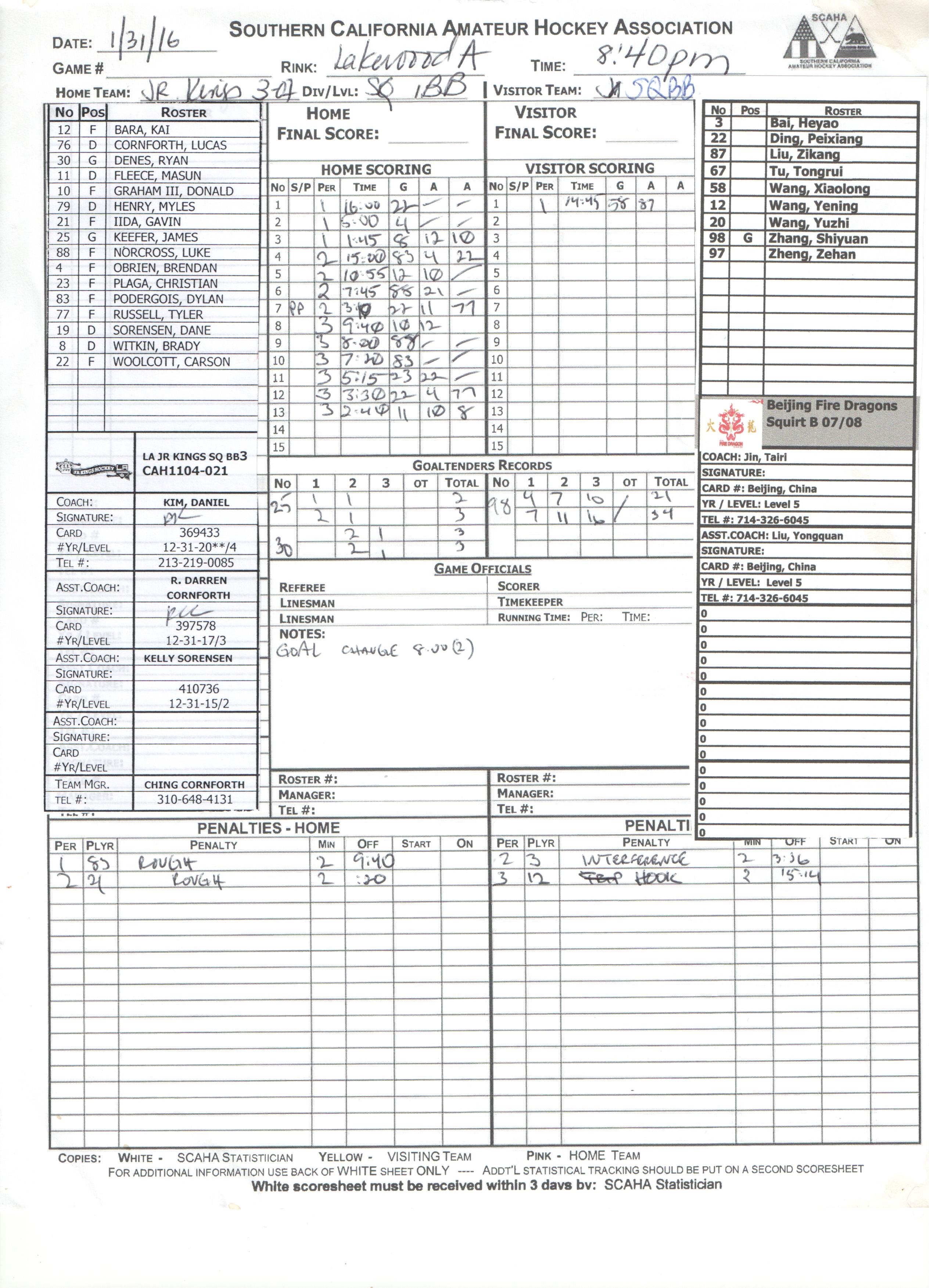 Dayton Icehounds Hockey  How to fill out a game Score Sheet